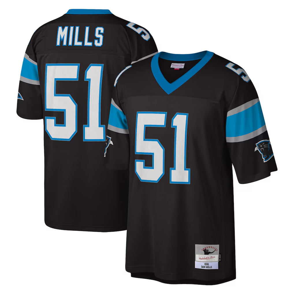 Johmsee C.Panthers #51 Sam Mills Player Black Mitchell & Ness Legacy Replica Stitched Jerseys