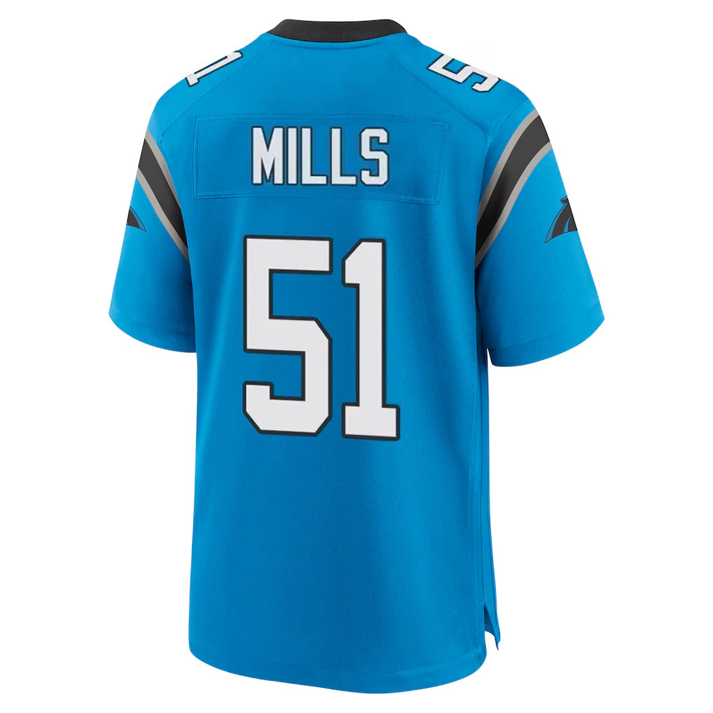 Johmsee C.Panthers #51 Sam Mills Player Blue Home Game Stitched Jerseys
