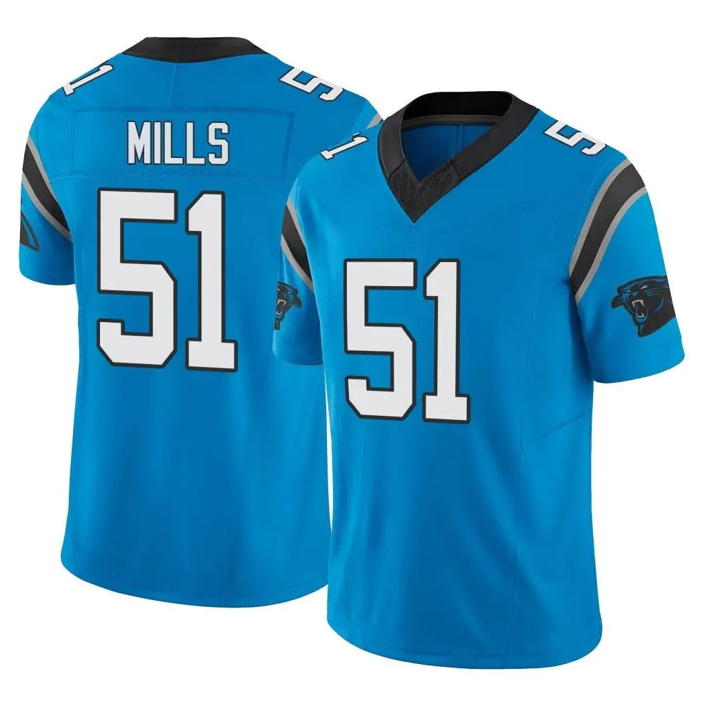 Johmsee C.Panthers #51 Sam Mills Player Blue Vapor F.U.S.E. Limited Home Game Stitched Jerseys