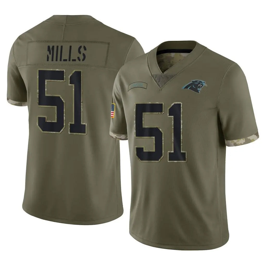 Johmsee C.Panthers #51 Sam Mills Player Olive Salute to Service Game Stitched Jerseys