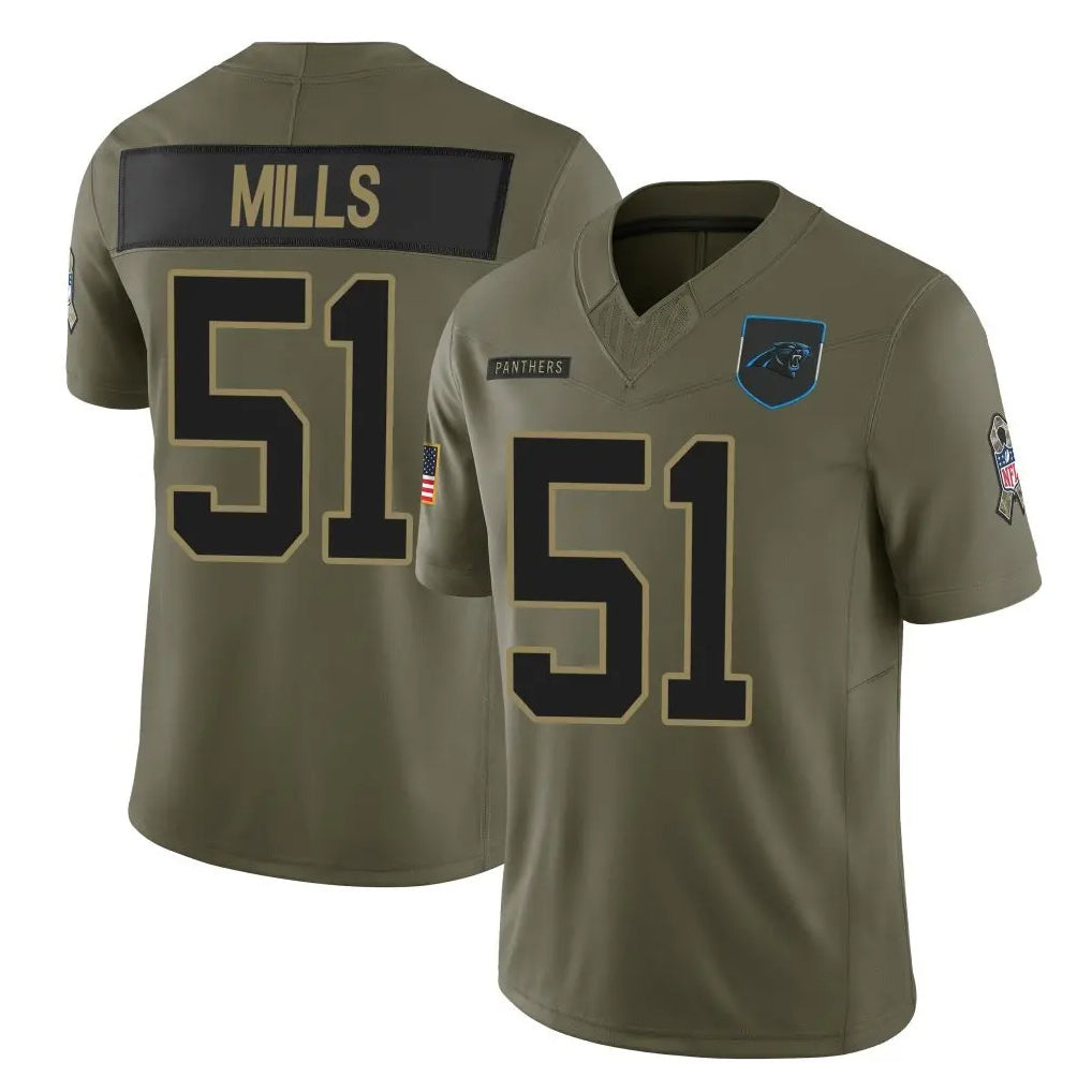 Johmsee C.Panthers #51 Sam Mills Player Olive Salute to Service Limited Home Game Stitched Jerseys