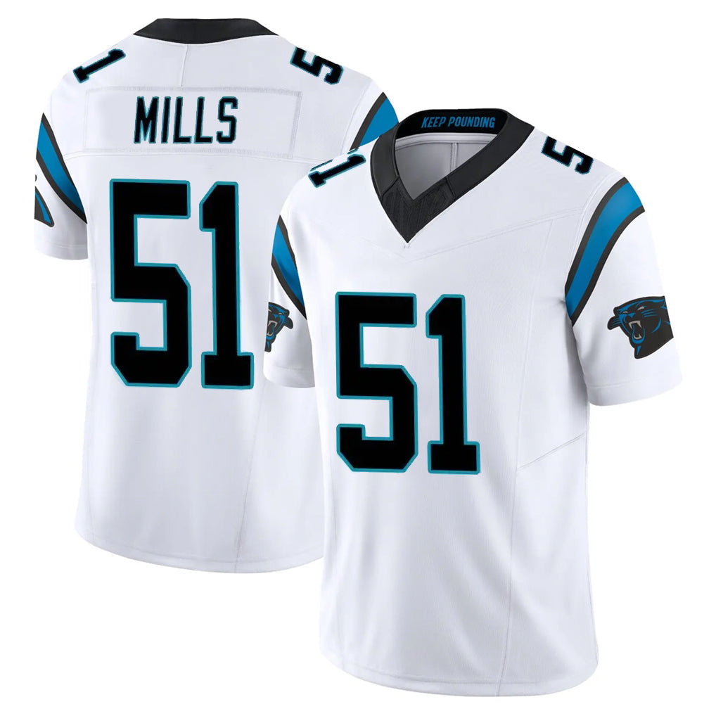 Johmsee C.Panthers #51 Sam Mills Player White Vapor F.U.S.E. Limited Home Game Stitched Jerseys