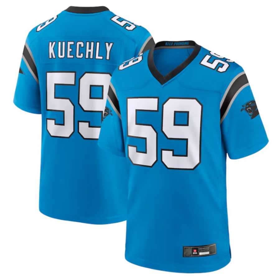 Johmsee C.Panthers #59 Luke Kuechly Blue Retired Player Game Jersey Stitched American Stitched Jerseys