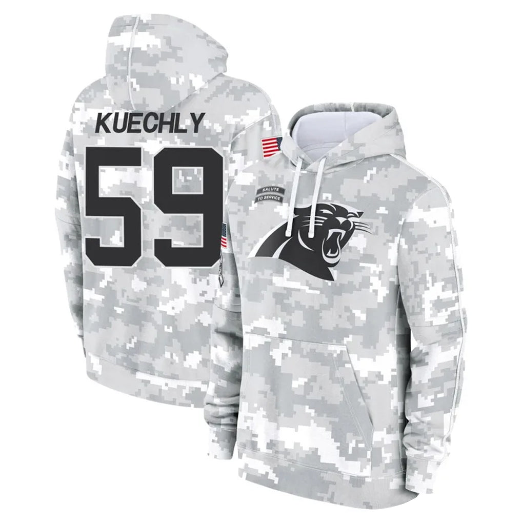 Johmsee C.Panthers #59 Luke Kuechly Player Arctic Camo Salute to Service Hoodies Stitched Jerseys