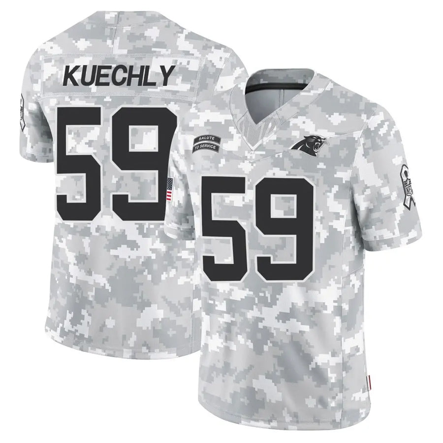 Johmsee C.Panthers #59 Luke Kuechly Player Arctic Camo Salute to Service Limited Stitched Jerseys