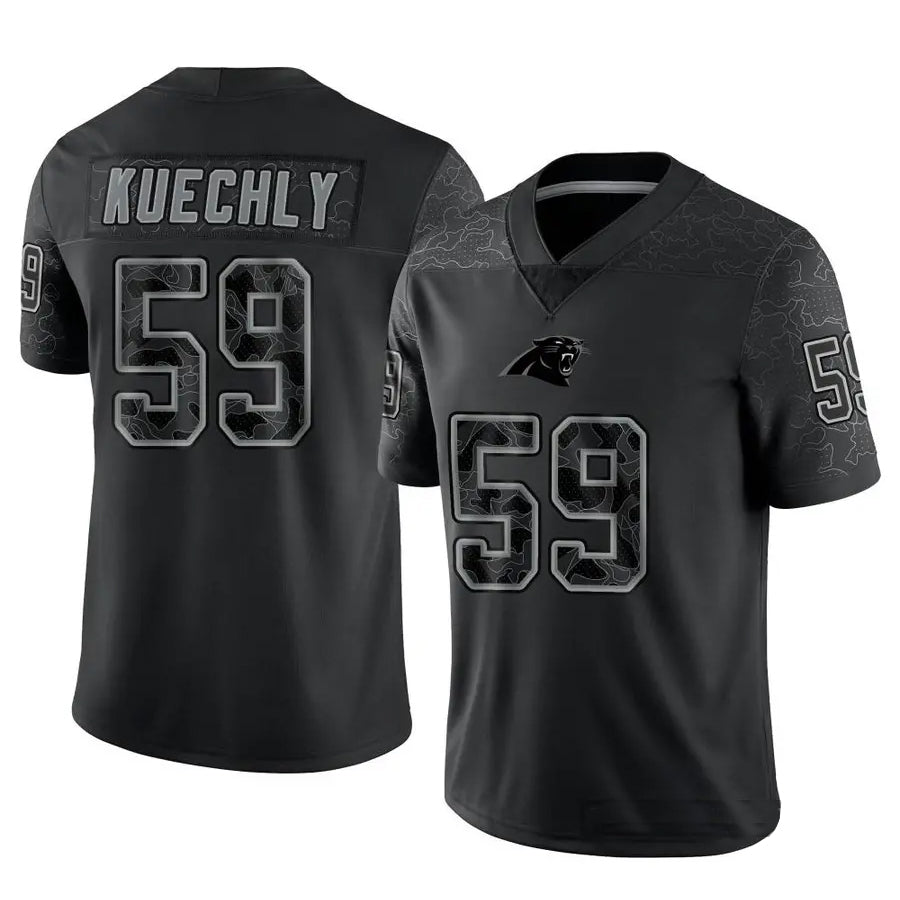 Johmsee C.Panthers #59 Luke Kuechly Player Black REFLECTIVE Limited Stitched Jerseys
