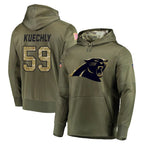 Johmsee C.Panthers #59 Luke Kuechly Player Olive Salute to Service Hoodies Stitched Jerseys