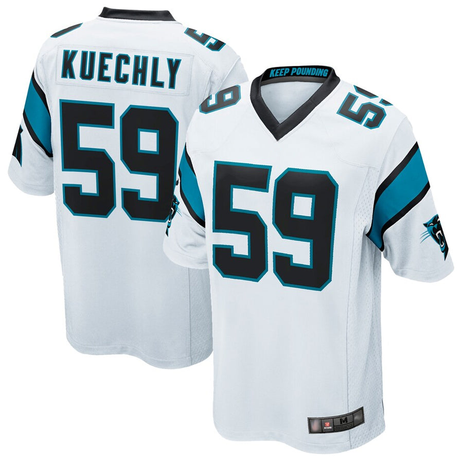 Johmsee C.Panthers #59 Luke Kuechly Player White Home Game Stitched Jerseys