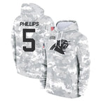 Johmsee C.Panthers #5 Jaelan Phillips Player Arctic Camo Salute to Service Pullover Hoodies Limited Game Stitched Jerseys