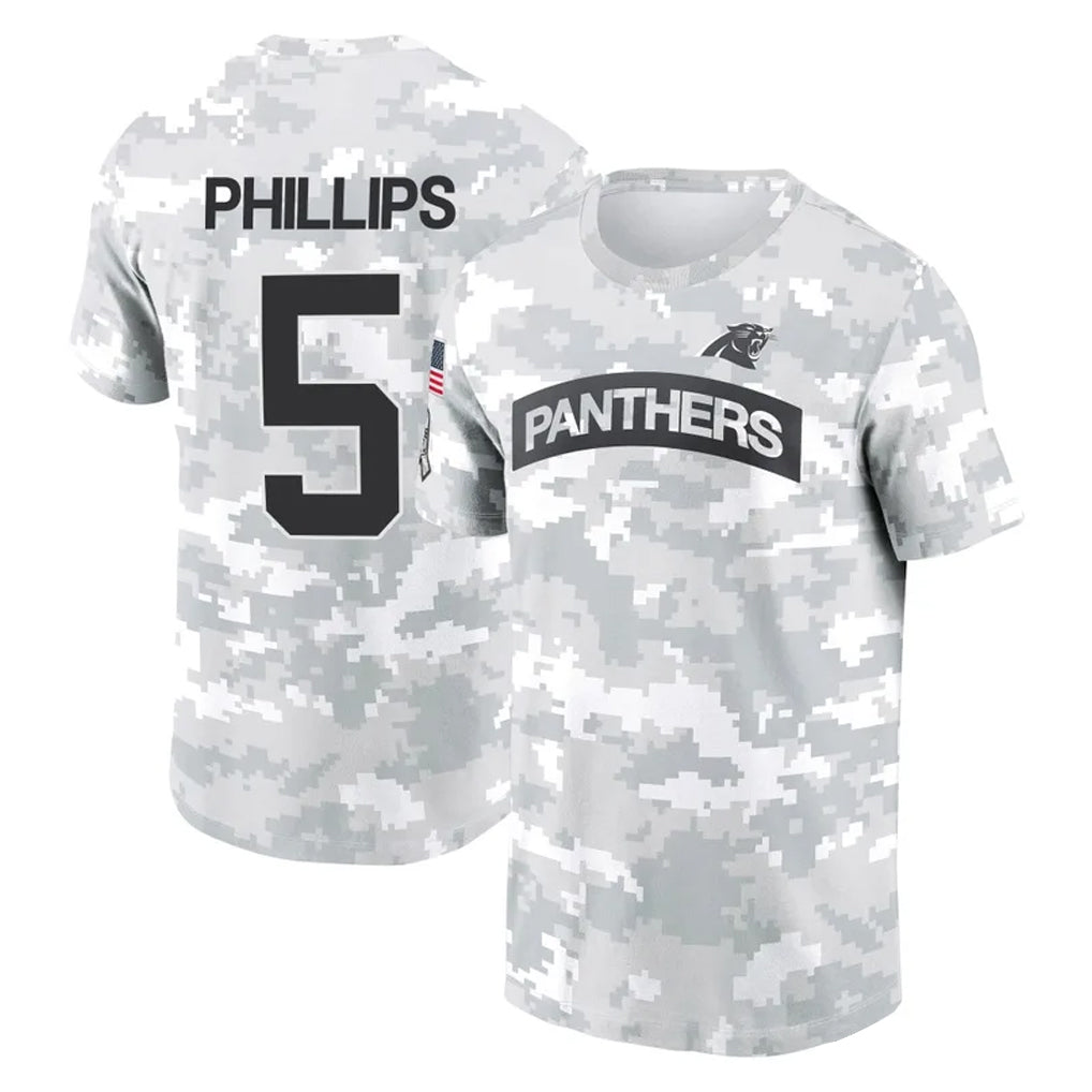 Johmsee C.Panthers #5 Jaelan Phillips Player Arctic Camo Salute to Service T-Shirt Hoodies Stitched Jerseys