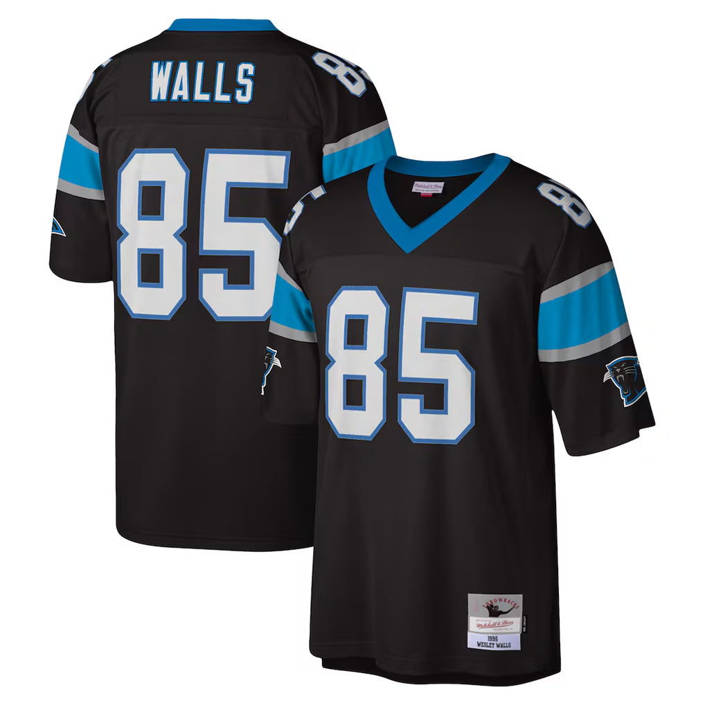 Johmsee C.Panthers #85 Wesley Walls Player Black Mitchell & Ness Legacy Replica Stitched Jerseys