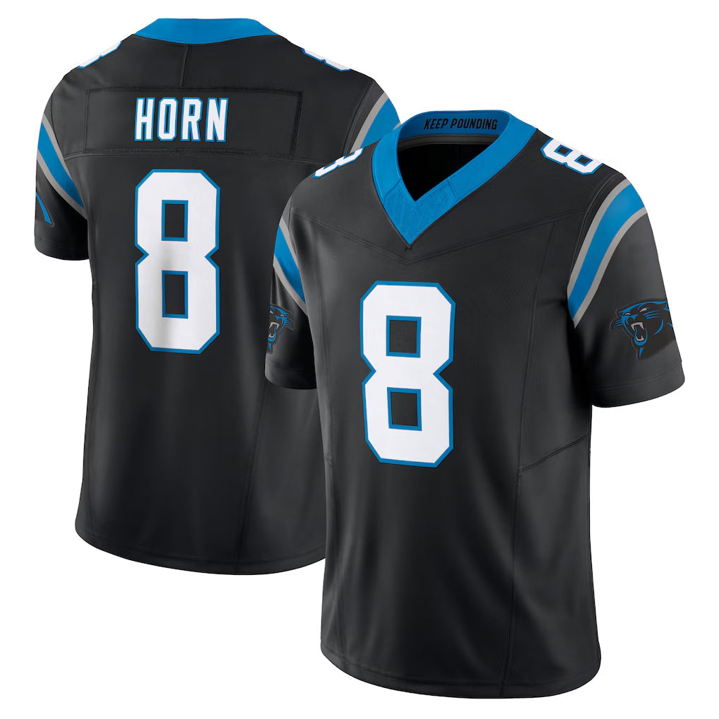 Johmsee C.Panthers #8 Jaycee Horn Player Black Vapor F.U.S.E. Limited Home Game Stitched Jerseys