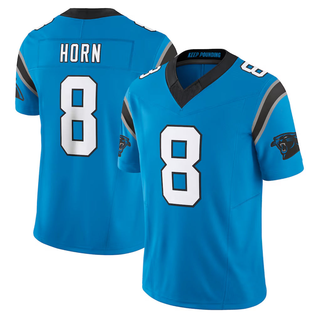 Johmsee C.Panthers #8 Jaycee Horn Player Blue Vapor F.U.S.E. Limited Home Game Stitched Jerseys