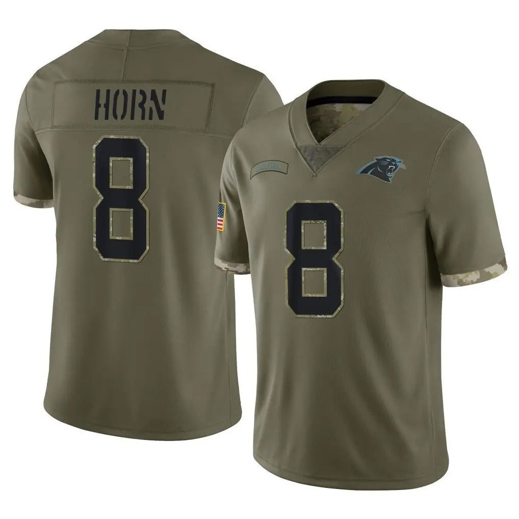 Johmsee C.Panthers #8 Jaycee Horn Player Olive Salute to Service Game Stitched Jerseys