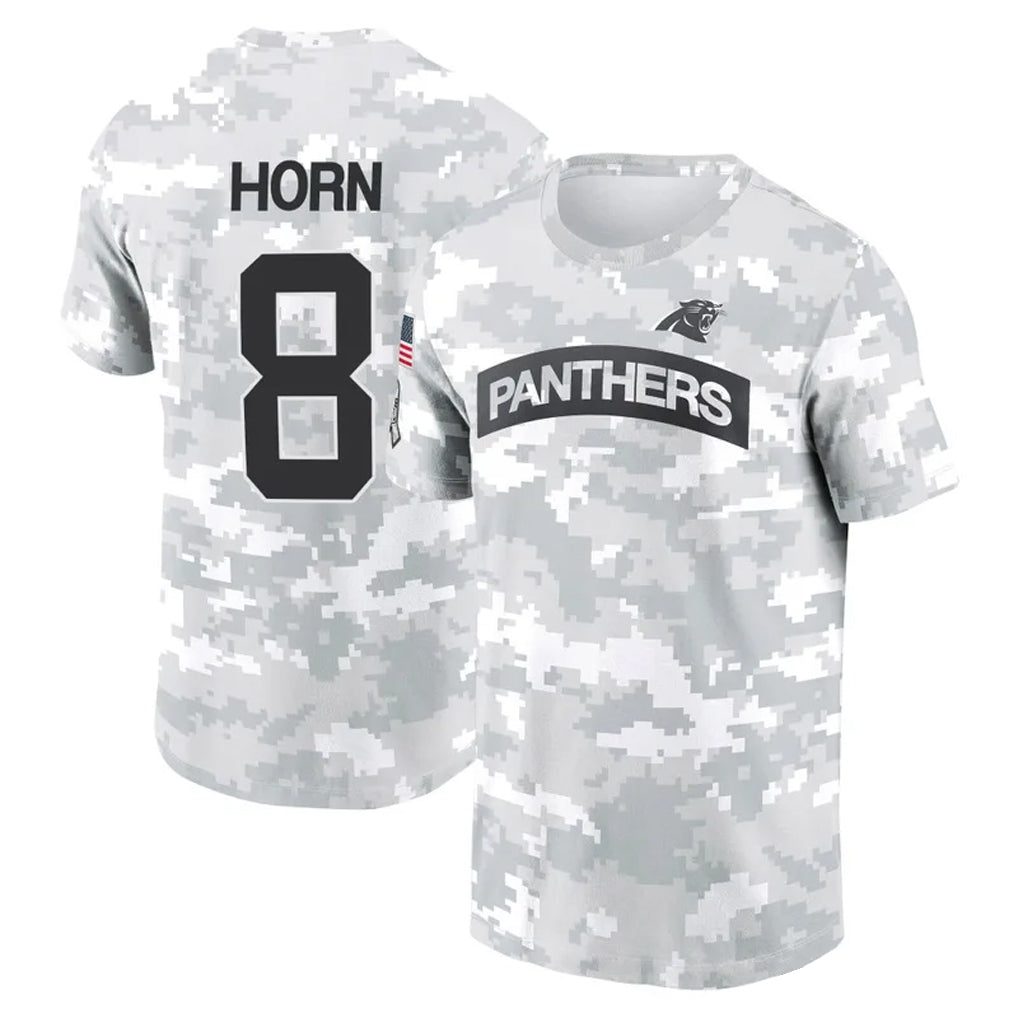Johmsee C.Panthers #8 Jaycee Horn Player Salute to Service Hoodies & T-Shirts Stitched Jerseys