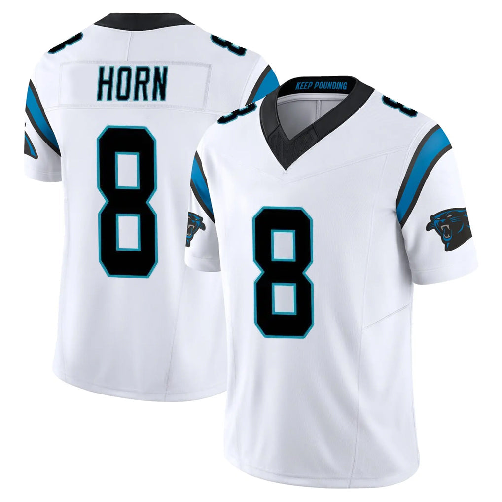 Johmsee C.Panthers #8 Jaycee Horn Player White Vapor F.U.S.E. Limited Home Game Stitched Jerseys