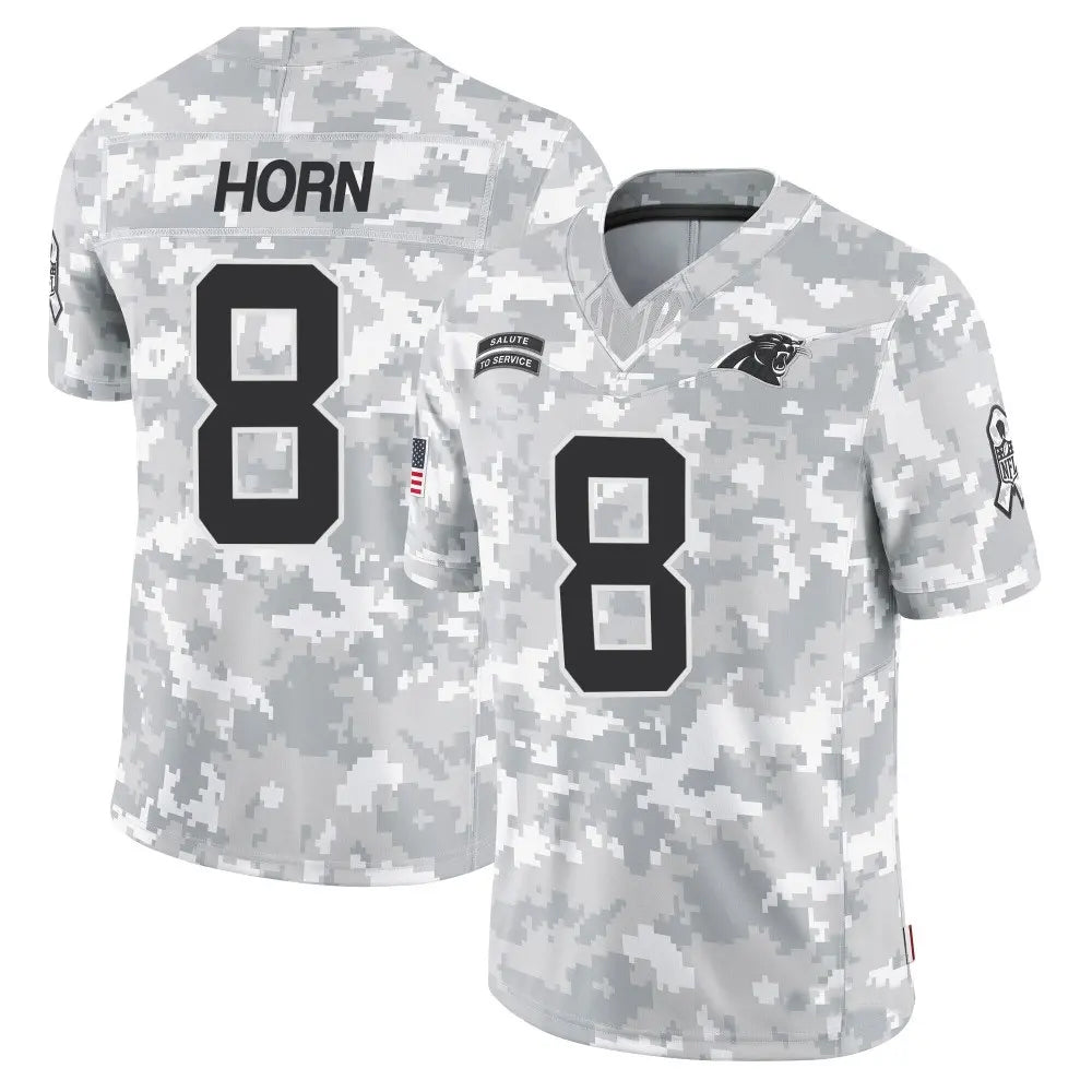 Johmsee C.Panthers #8 Jaycee Horn Player Arctic Camo Salute to Service Limited Stitched  Jerseys