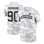 Johmsee C.Panthers #90 Julius Peppers Player Arctic Camo Salute to Service T-Shirt Hoodies Stitched Jerseys