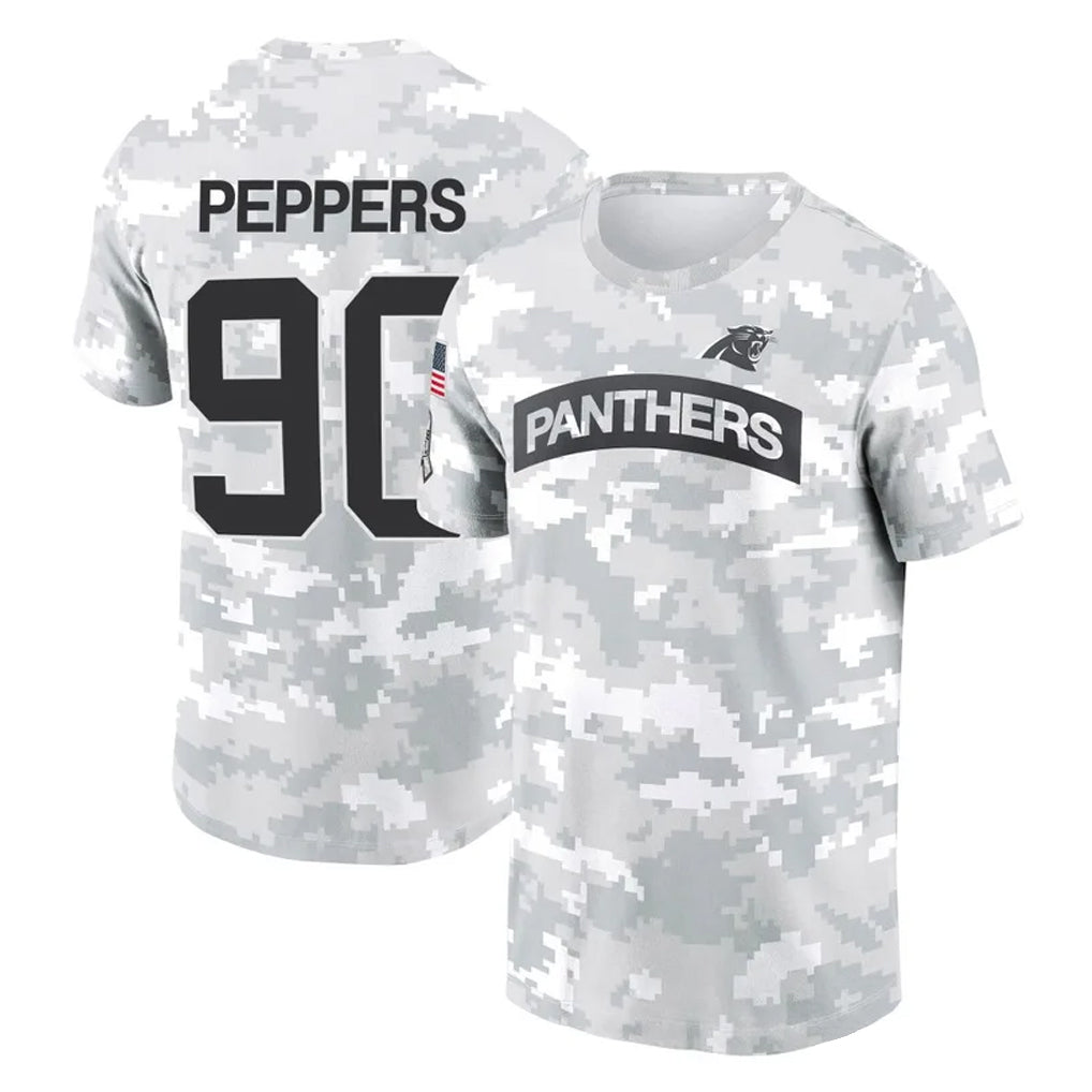 Johmsee C.Panthers #90 Julius Peppers Player Arctic Camo Salute to Service T-Shirt Hoodies Stitched Jerseys