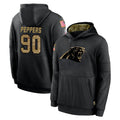 Johmsee C.Panthers #90 Julius Peppers Player Black Salute to Service Pullover Hoodies Limited Game Stitched Jerseys