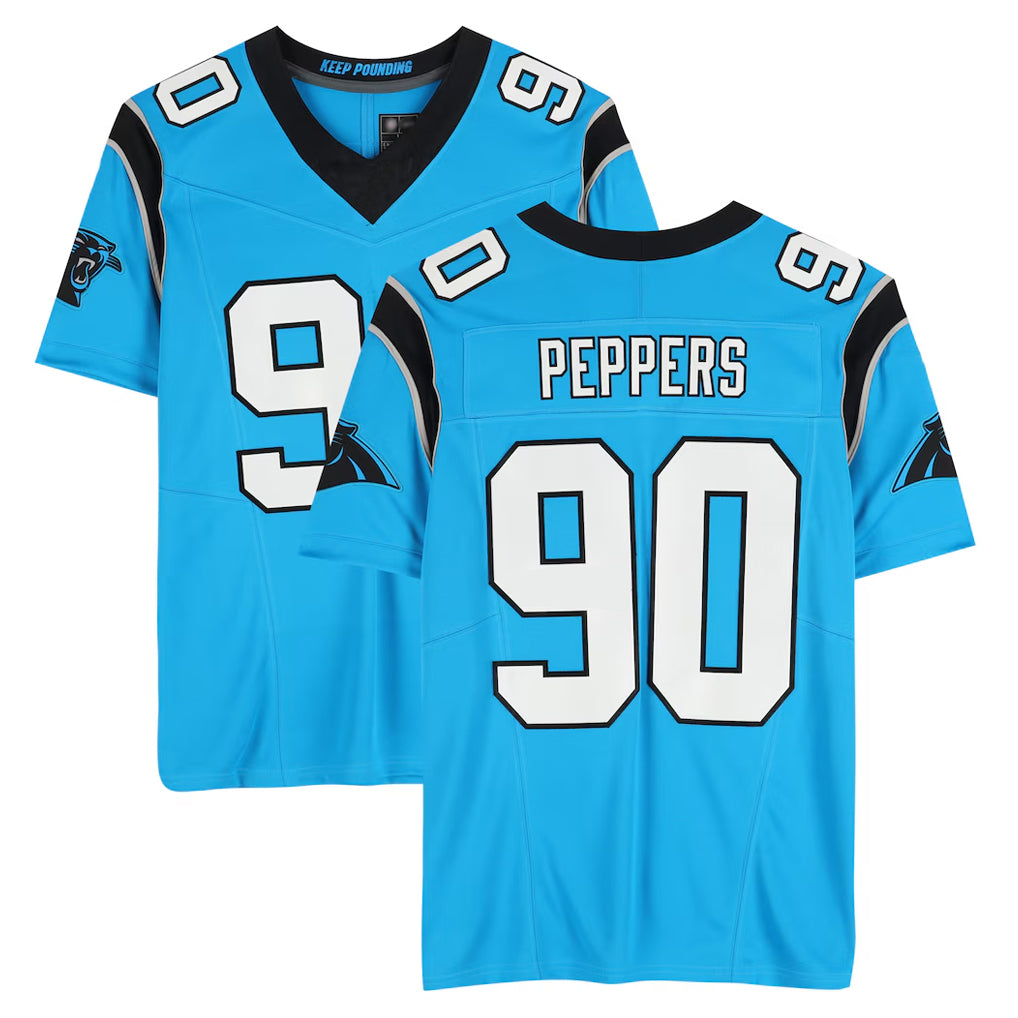 Johmsee C.Panthers #90 Julius Peppers Player Blue Mitchell & Ness Legacy Replica Stitched Jerseys