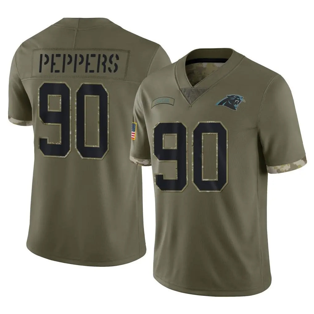 Johmsee C.Panthers #90 Julius Peppers Player Olive Salute to Service Game Stitched Jerseys