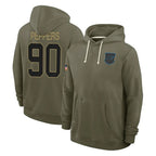 Johmsee C.Panthers #90 Julius Peppers Player Olive Salute to Service Hoodies Game Stitched Jerseys