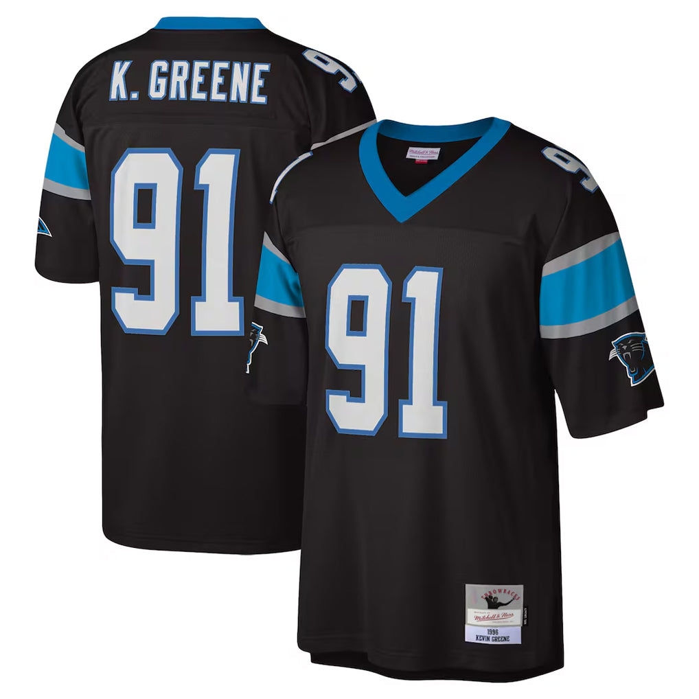 Johmsee C.Panthers #91 Kevin Greene Player Black Mitchell & Ness Legacy Replica Stitched Jerseys