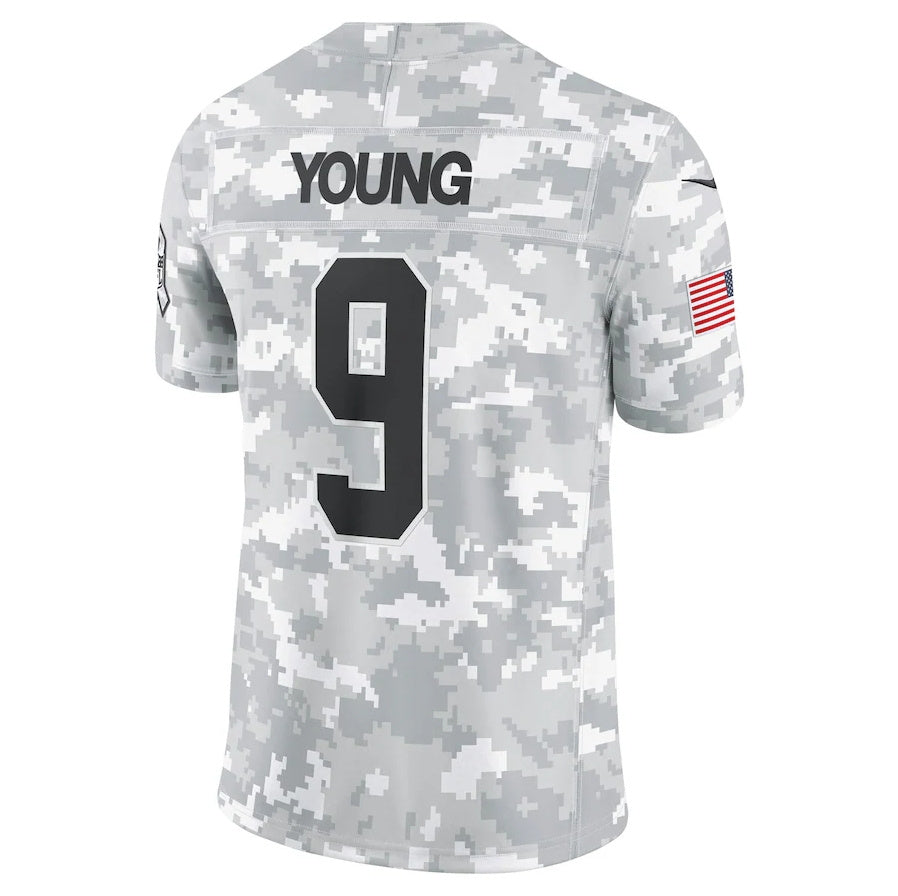 Johmsee C.Panthers #9 Bryce Young Arctic Camo 2024 Salute to Service Limited Stitched Jerseys