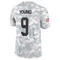 Johmsee C.Panthers #9 Bryce Young Arctic Camo 2024 Salute to Service Limited Stitched Jerseys