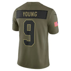 Johmsee C.Panthers #9 Bryce Young Olive 2025 Salute to Service Limited Stitched Jerseys