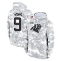 Johmsee C.Panthers #9 Bryce Young Player Arctic Camo Salute to Service Pullover Hoodies Limited Game Stitched Jerseys