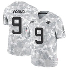 Johmsee C.Panthers #9 Bryce Young Player Arctic Camo Salute to Service Limited Stitched Jerseys