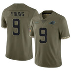 Johmsee C.Panthers #9 Bryce Young Player Salute To Service Olive Stitched Jerseys