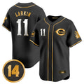 Johmsee C.Reds #11 Barry Larkin Player Black-Gold Vapor Premier Limited Home Stitched Jerseys