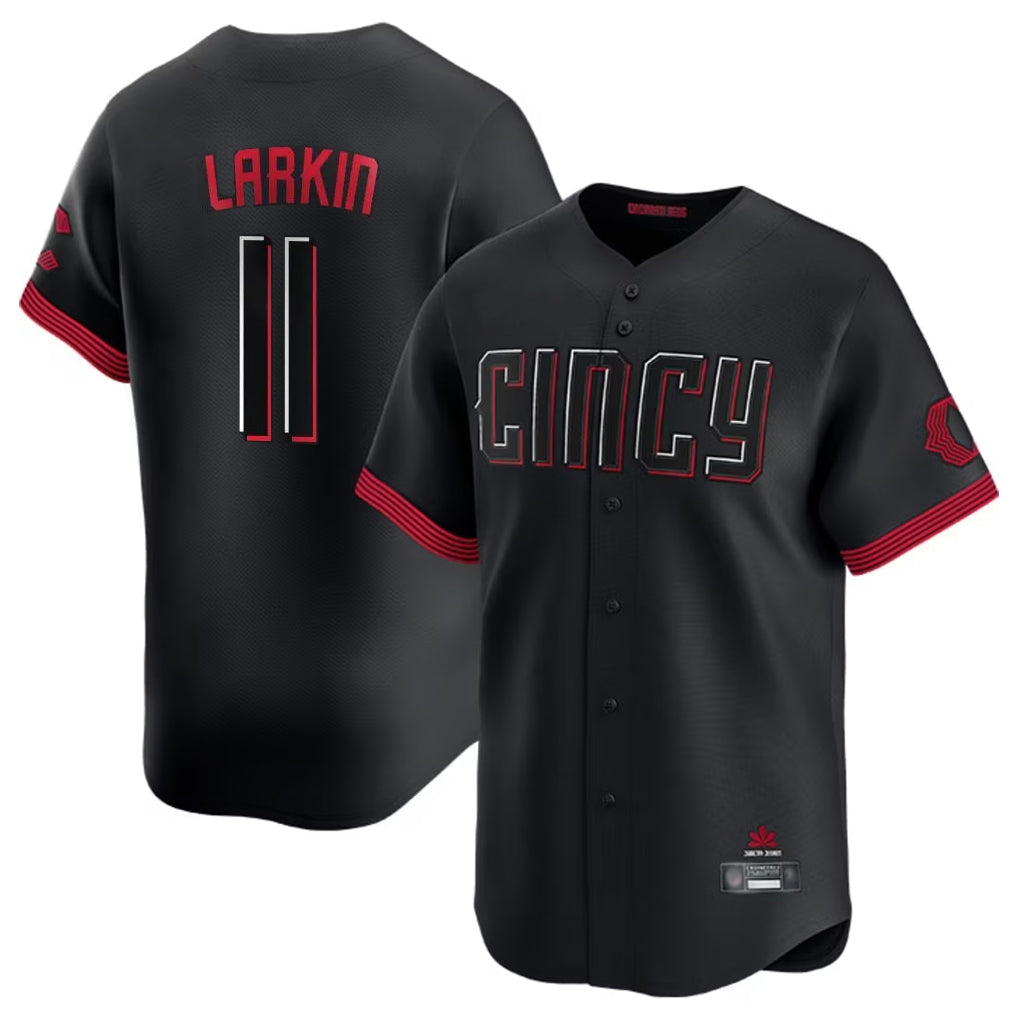 Johmsee C.Reds #11 Barry Larkin Player Black City Connect Home Limited Stitched Jerseys