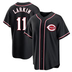 Johmsee C.Reds #11 Barry Larkin Player Black Fashion Out Home Game Stitched Jerseys