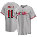 Johmsee C.Reds #11 Barry Larkin Player Gray Home Game Stitched Jerseys
