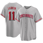 Johmsee C.Reds #11 Barry Larkin Player Gray Home Game Stitched Jerseys
