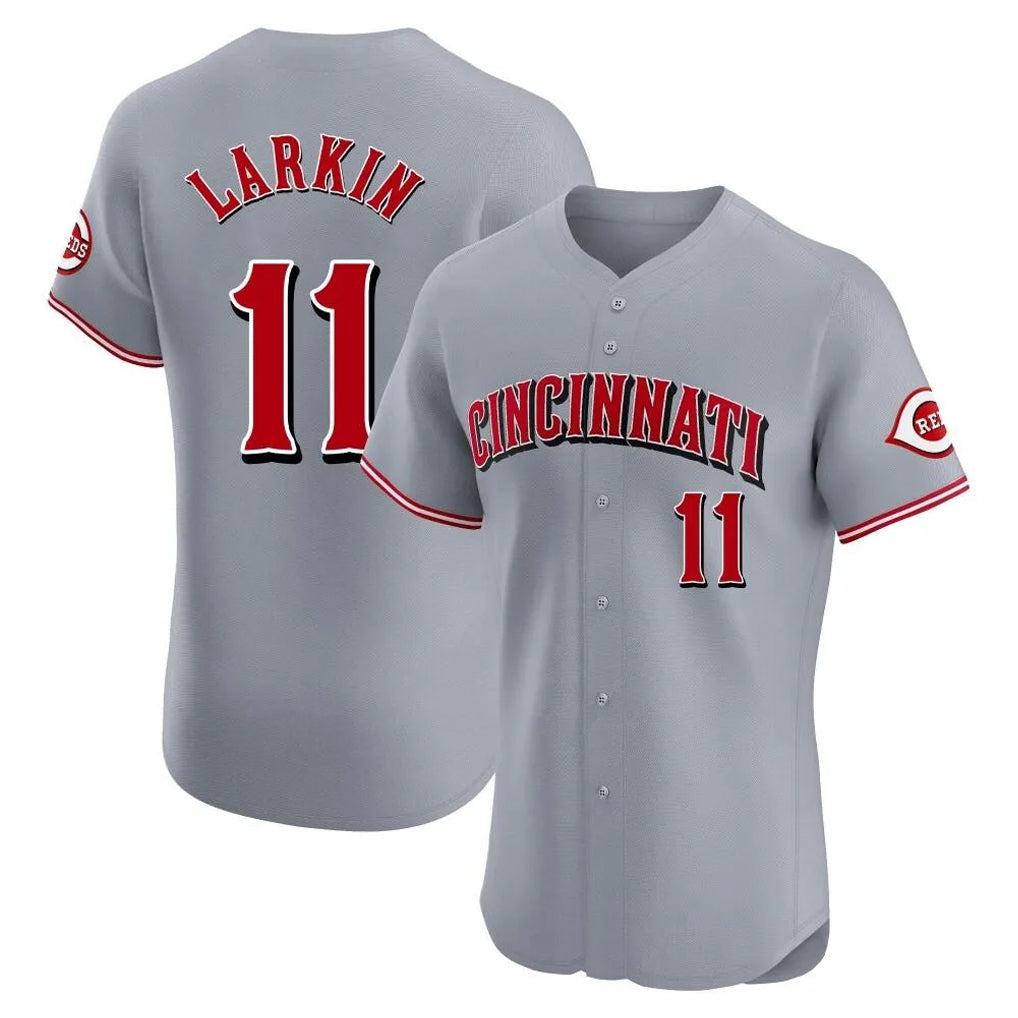 Johmsee C.Reds #11 Barry Larkin Player Gray Limited Elite Home Stitched Jerseys