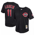 Johmsee C.Reds #11 Barry Larkin Player Mitchell & Ness Black Throwback Cooperstown Mesh Game Stitched Jerseys