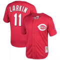 Johmsee C.Reds #11 Barry Larkin Player Mitchell & Ness Red Throwback Cooperstown Mesh Game Stitched Jerseys