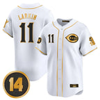Johmsee C.Reds #11 Barry Larkin Player White-Gold Vapor Premier Limited Home Stitched Jerseys