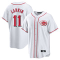 Johmsee C.Reds #11 Barry Larkin Player White Game Home Stitched Jerseys