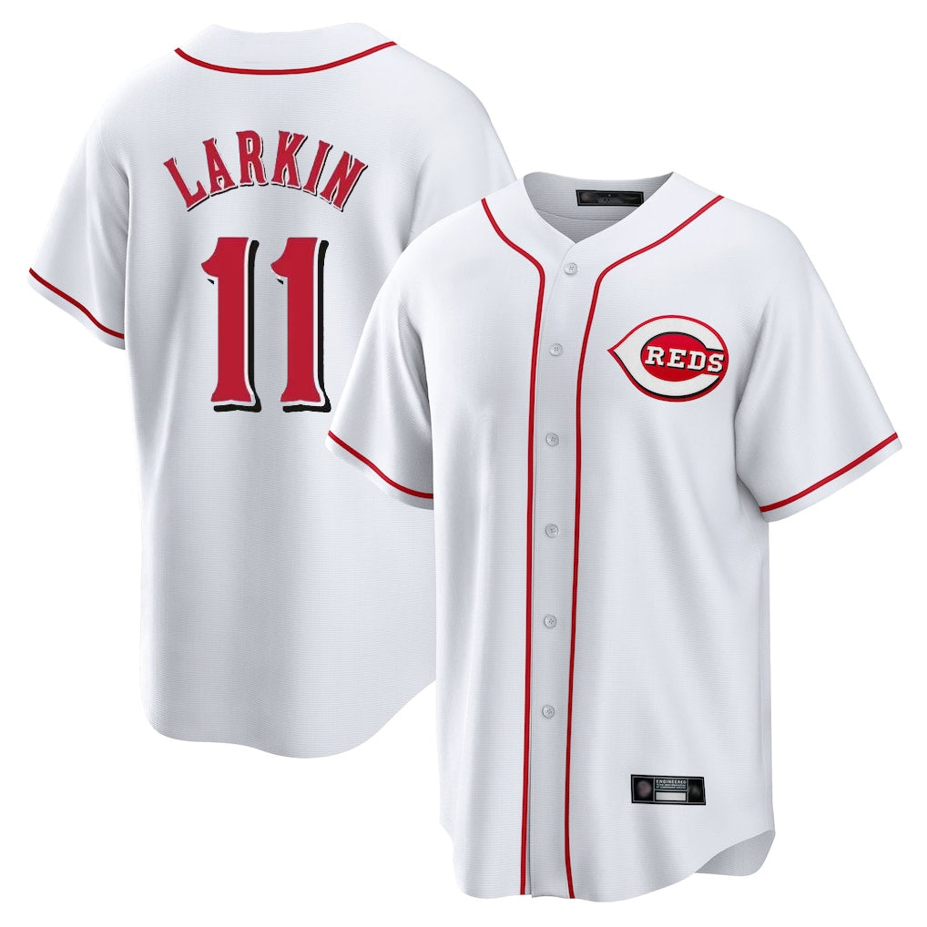 Johmsee C.Reds #11 Barry Larkin Player White Game Home Stitched Jerseys