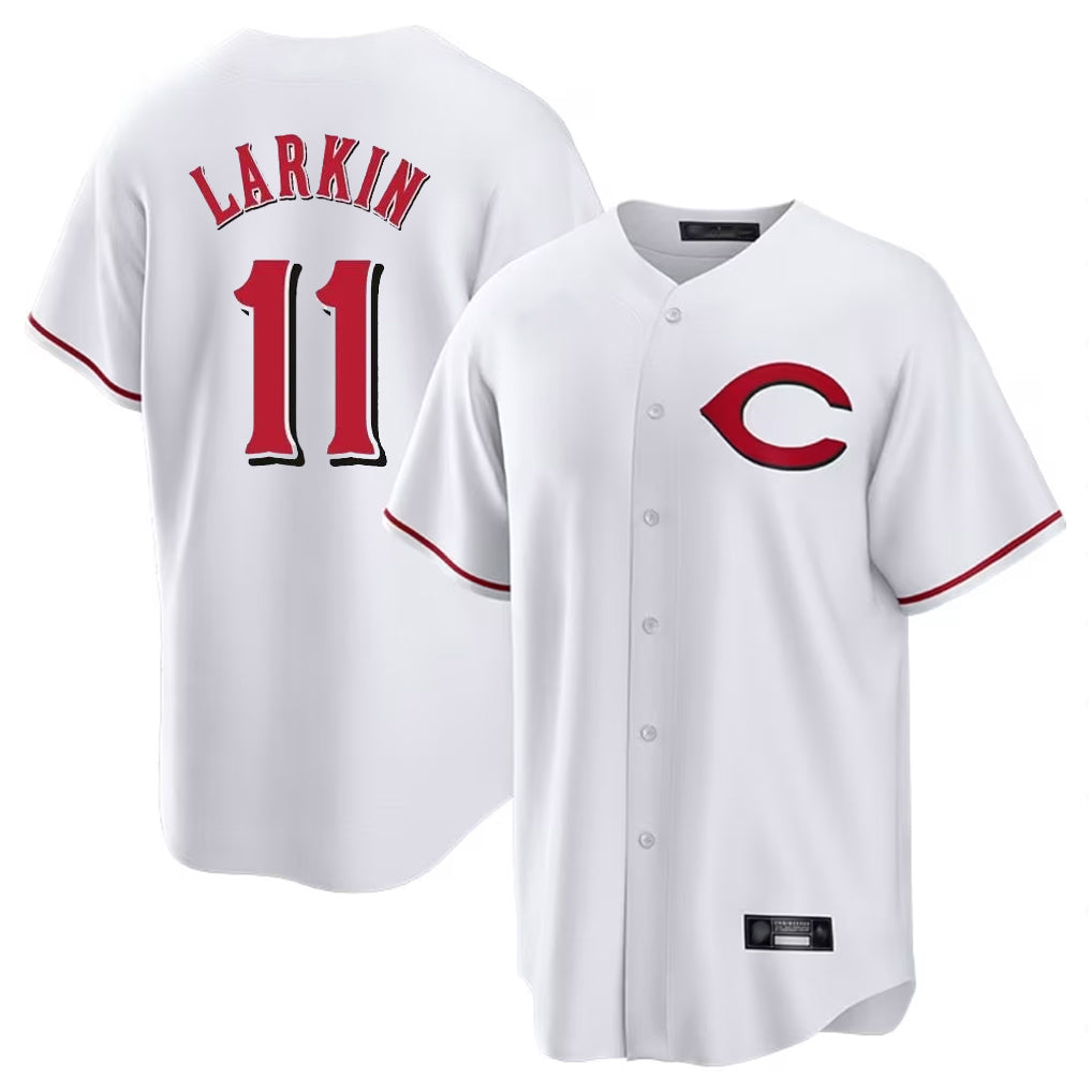 Johmsee C.Reds #11 Barry Larkin Player White Home Game Stitched Jerseys