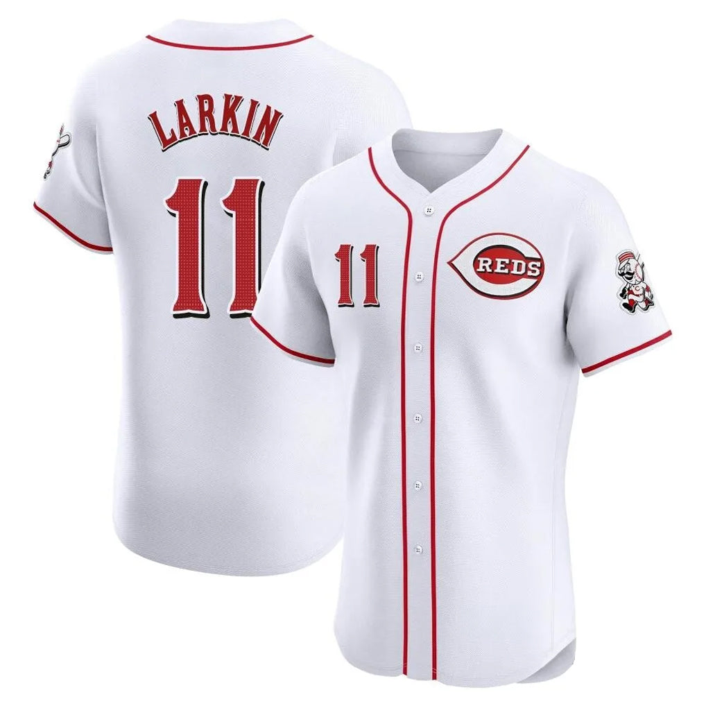 Johmsee C.Reds #11 Barry Larkin Player White Limited Elite Home Stitched Jerseys
