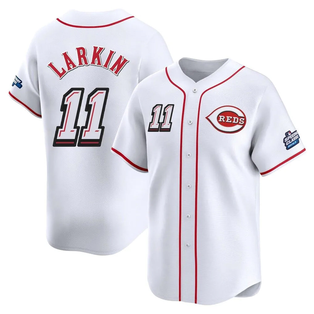 Johmsee C.Reds #11 Barry Larkin Player White Speedway Classic Home Limited Stitched Jerseys