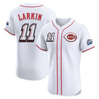 Johmsee C.Reds #11 Barry Larkin Player White Speedway Classic Limited Elite Home Stitched Jerseys