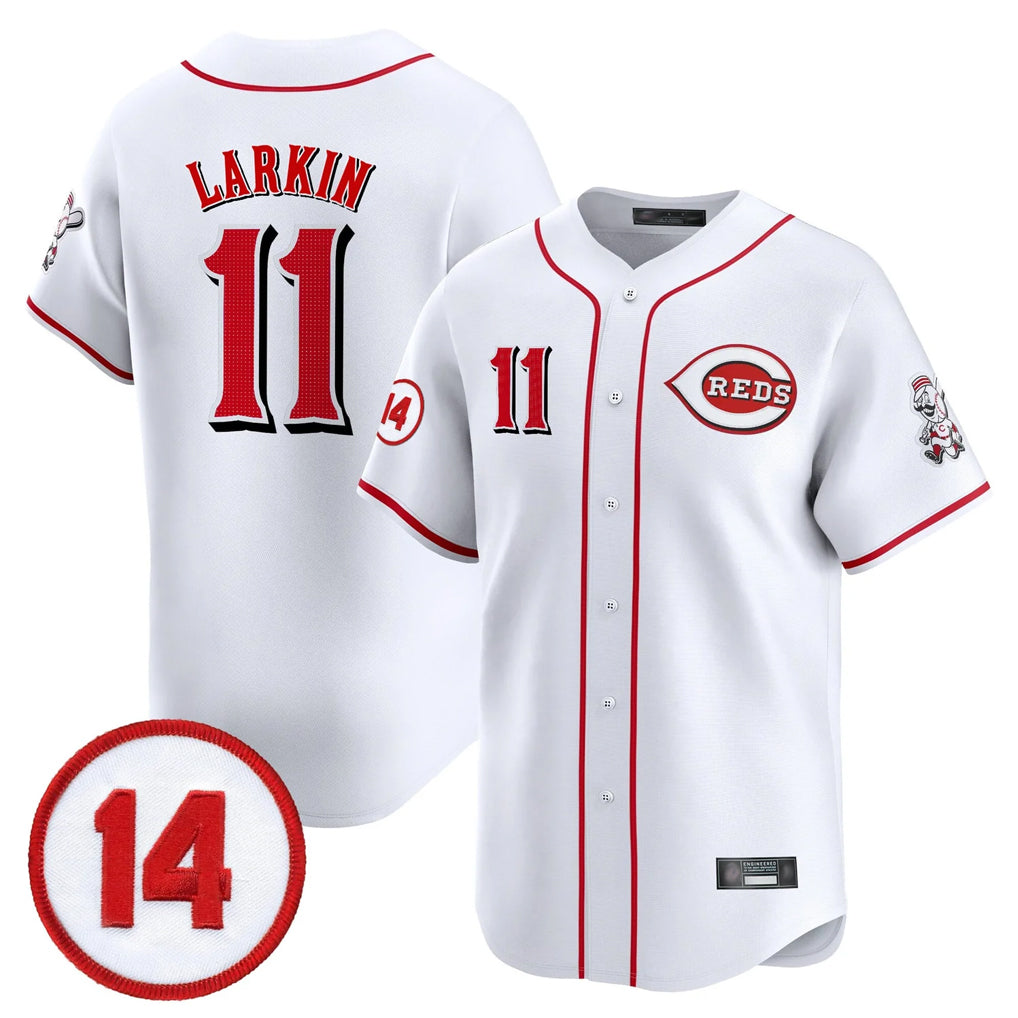 Johmsee C.Reds #11 Barry Larkin Player White Vapor Premier Limited Home Stitched Jerseys